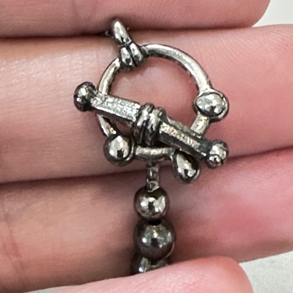 Silver Tone (beads & tubes) & Kambamba Jasper stone necklace Toggle clasp - Picture 14 of 15